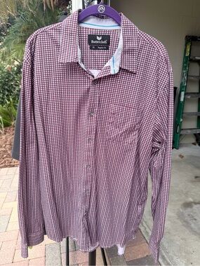 ButterCloth Burgundy and White Micro-Check Button-Down Shirt